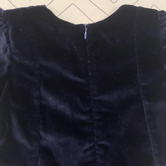 Bergdorf Goodman Navy Velveteen Drop Waist Dress - Picture 8 of 11